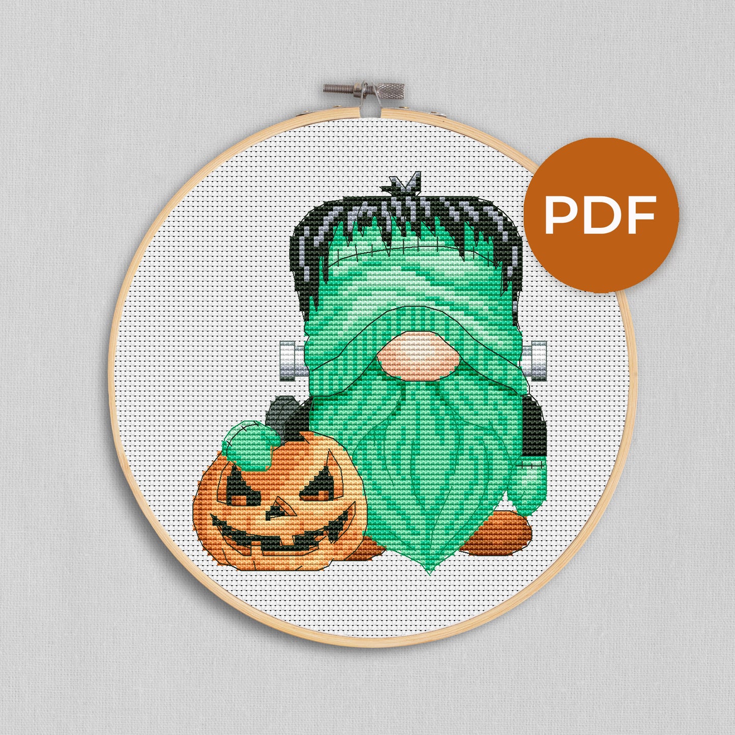 Cross stitch pattern Halloween gnome