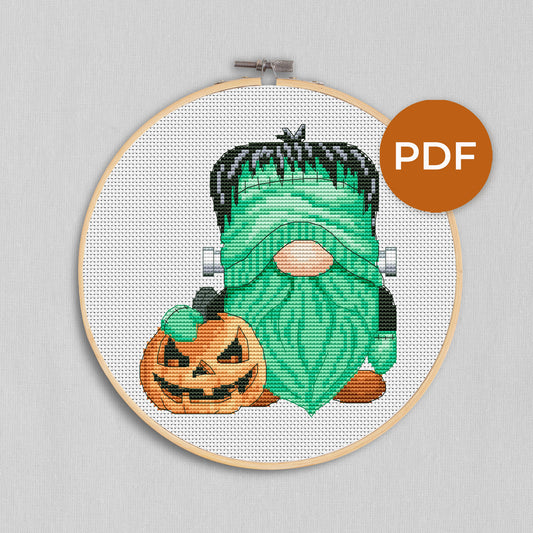 Cross stitch pattern Halloween gnome