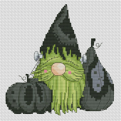 Halloween gnome, Cross stitch pattern, Gnome cross stitch, Halloween cross stitch