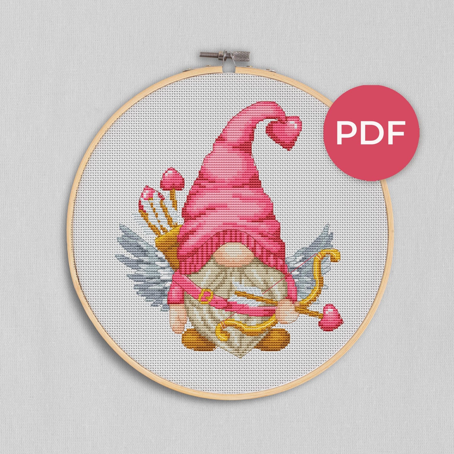 Cupid, Cross stitch, Valentine Day,  Cross stitch pattern, Gnomes cross stitch, Modern cross stitch, Love cross stitch