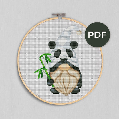 Panda, Cross stitch pattern, Bear cross stitch, Animal cross stitch, Counted cross stitch, Gnomes cross stitch, Funny cross stitch