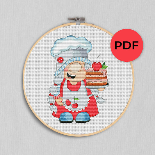 Cross stitch pattern, Kitchen cross stitch, Gnomes cross stitch, Modern cross stitch, Chef cross stitch, Funny cross stitch