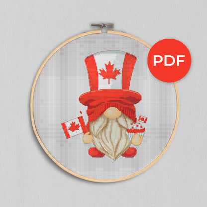 Canada Day, Gnomes cross stitch, Modern cross stitch, Cross stitch pattern