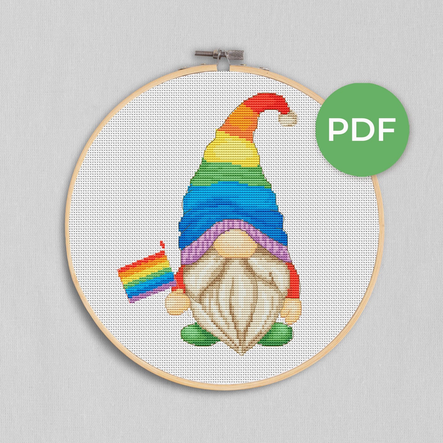 Pride gnome, Counted Cross stitch pattern