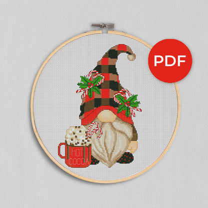 Christmas gnome, Christmas cross stitch, Gnomes cross stitch, Modern cross stitch, Cross stitch pattern, Christmas ornament