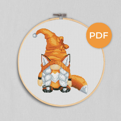 Fox, Cross stitch pattern, Animal cross stitch, Fox cross stitch, Gnomes cross stitch