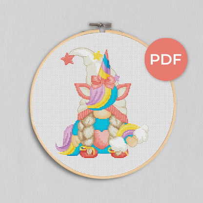 Unicorn, Cross stitch pattern, Animal cross stitch, Cross stitch chart, Counted cross stitch, Gnomes cross stitch, Unicorn ornament