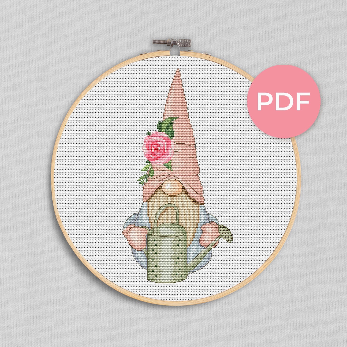 Cross stitch pattern, Floral cross stitch, Gnomes cross stitch, Funny cross stitch, Garden cross stitch