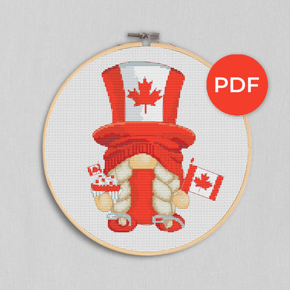 Canada Day, Cross stitch, Canadian cross stitch, Gnomes cross stitch, Modern cross stitch, Cross stitch pattern