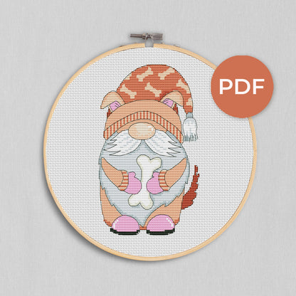 Dog gnome, Cross stitch pattern, Dog cross stitch, Gnome cross stitch, Modern cross stitch, Pets cross stitch, Funny cross stitch