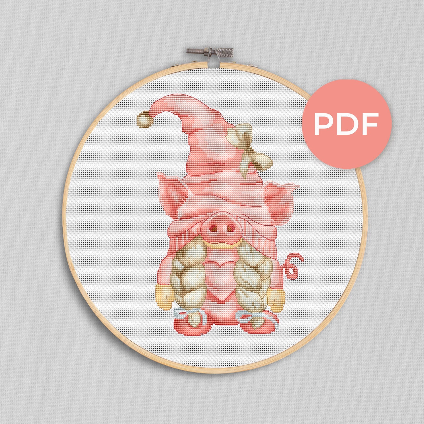 Pig, Cross stitch pattern, Pig cross stitch, Barn cross stitch, Cross stitch chart, Gnomes cross stitch, Easy cross stitch