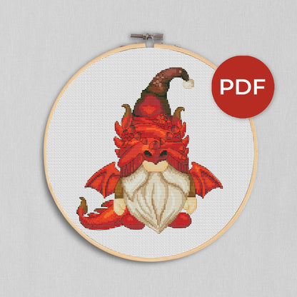 Dragon, Cross stitch pattern, Dragon cross stitch, Fantasy cross stitch, Counted cross stitch, Gnomes cross stitch, Nerdy cross stitch