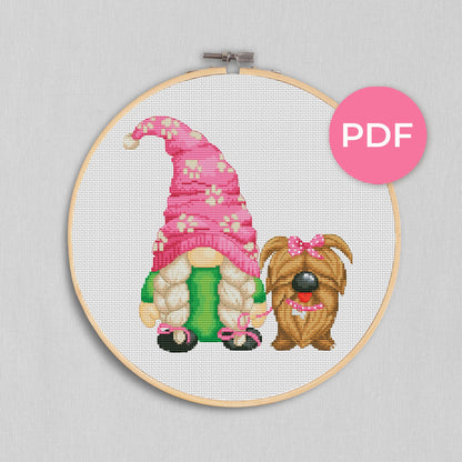 Dog lover, Cross stitch, Dog lover, Gnomes cross stitch, Modern cross stitch, Pets cross stitch