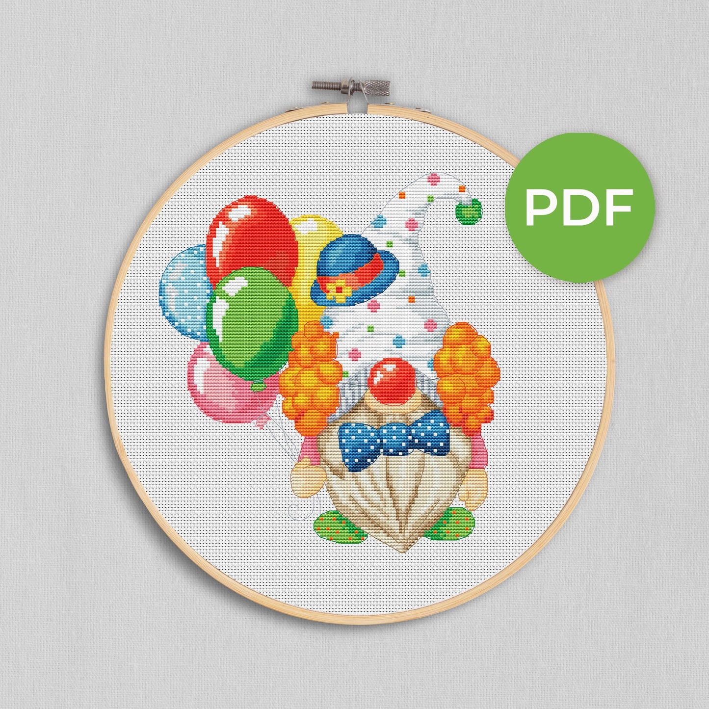 Clown, Cross stitch, Circus cross stitch, Gnomes cross stitch, Modern cross stitch, Birthday cross stitch, Funny cross stitch