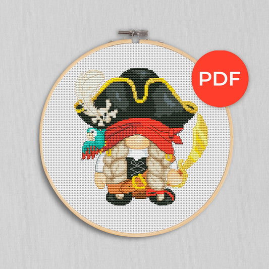Pirate female, Cross stitch pattern, Pirate cross stitch, Girl cross stitch, Counted cross stitch, Gnomes cross stitch, Modern cross stitch