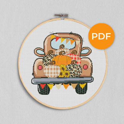 Cross stitch pattern, Pumpkin cross stitch,  Modern cross stitch, Fall cross stitch