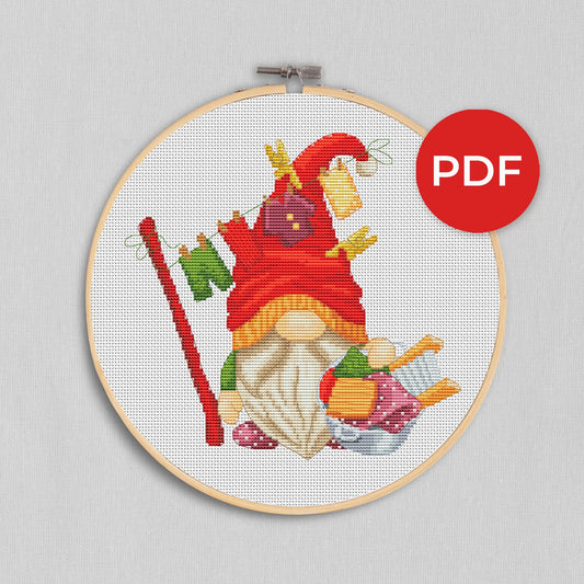 Cross stitch pattern Laundry gnome