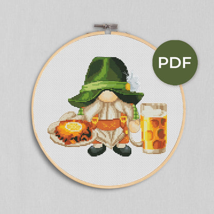 Deutsche gnome, Gnome cross stitch, Oktoberfest cross stitch, Beer cross stitch, Modern cross stitch, Funny cross stitch