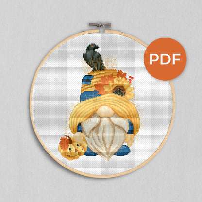 Scarecrow, Cross stitch pattern, Pumpkins cross stitch, Gnomes cross stitch, Autumn cross stitch