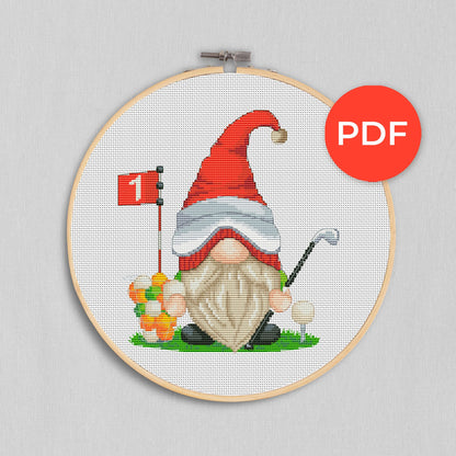 Golfer, Cross stitch pattern, Golf cross stitch, Cross stitch, Modern cross stitch, Gnome cross stitch, Sport cross stitch