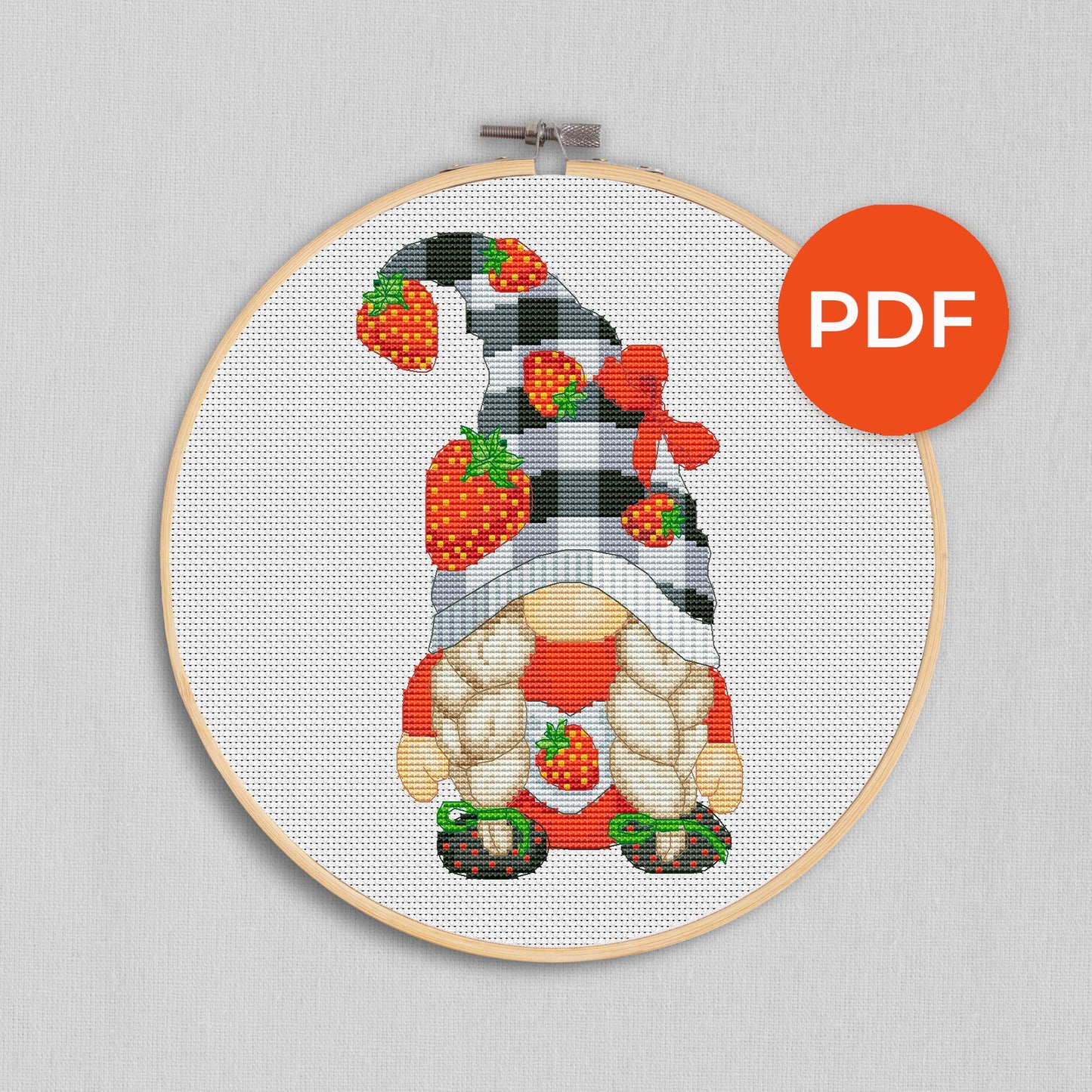 Strawberry female, Cross stitch pattern, Gnomes cross stitch, Berry cross stitch