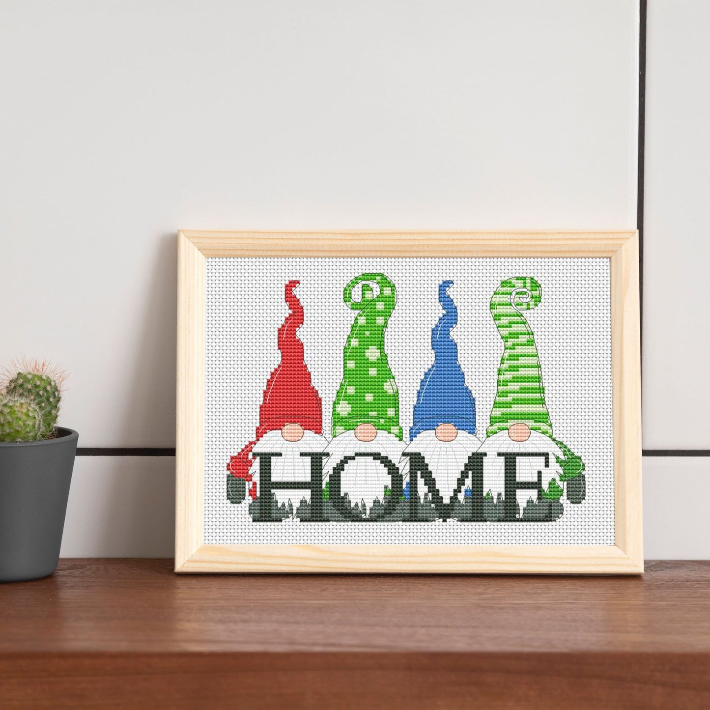 HOME, Cross stitch pattern, Housewarming gift , Gnome cross stitch, Counted cross stitch