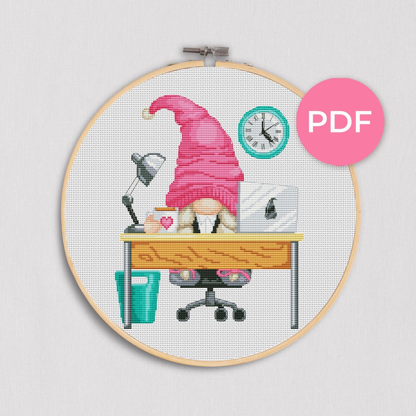 Office female, Cross stitch pattern, Office cross stitch, Gnomes cross stitch, Counted cross stitch, Modern cross stitch