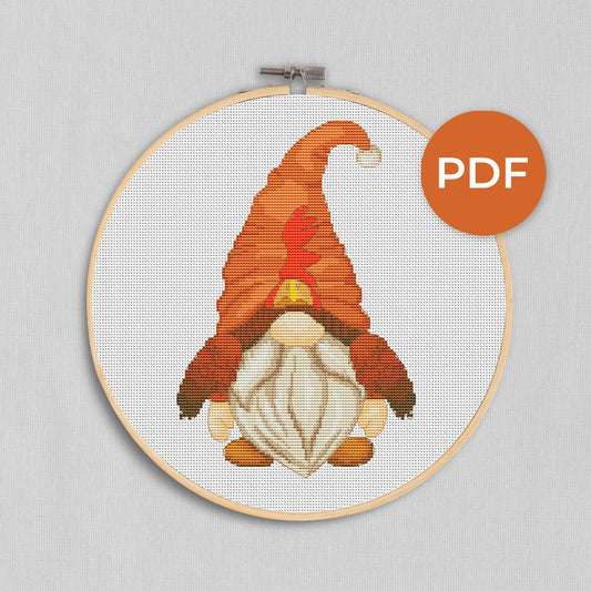 Chicken, Cross stitch, Gnome cross stitch, Cross stitch chart, Cross stitch PDF, Farm bird