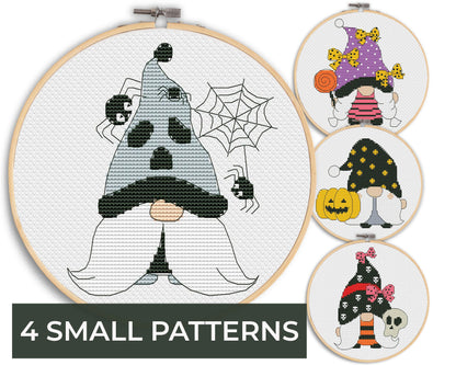 Cross stitch pattern, Halloween cross stitch, Gnomes cross stitch, Counted cross stitch