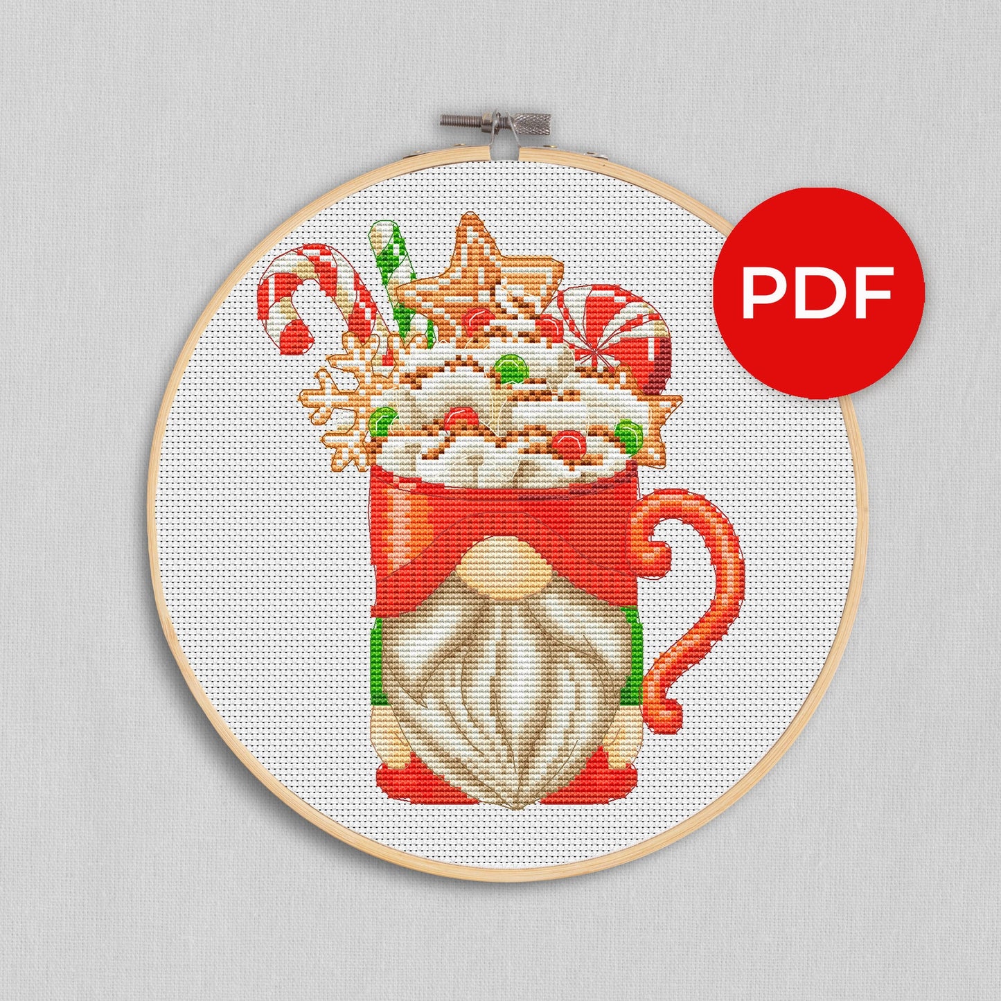 Christmas cup, Christmas cross stitch, Gnomes cross stitch, Modern cross stitch, Cross stitch pattern, Christmas ornament