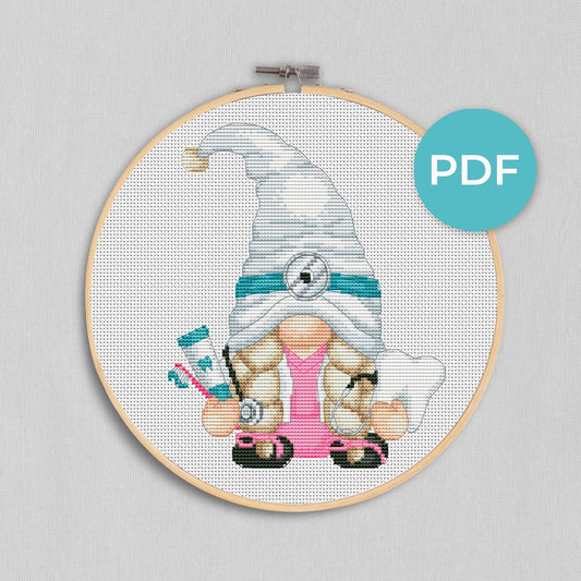 Dentist, Cross stitch PDF, Gnomes cross stitch, Modern cross stitch, Cross stitch pattern, Gift for dentist