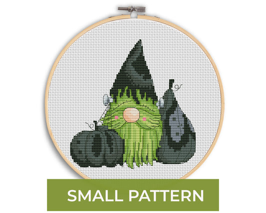 Halloween gnome, Cross stitch pattern, Gnome cross stitch, Halloween cross stitch