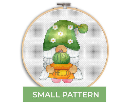 Cactus lover, Cross stitch pattern, Gnome cross stitch, Easy cross stitch