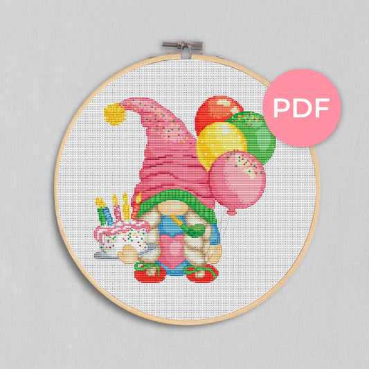 Birthday female, Cross stitch, Gnomes cross stitch, Modern cross stitch, Funny cross stitch, Birthday cross stitch