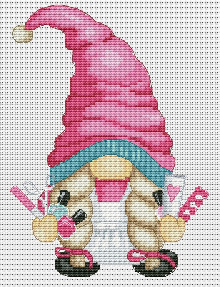 Cross stitch pattern, Nail technician, Gnomes cross stitch, Counted cross stitch
