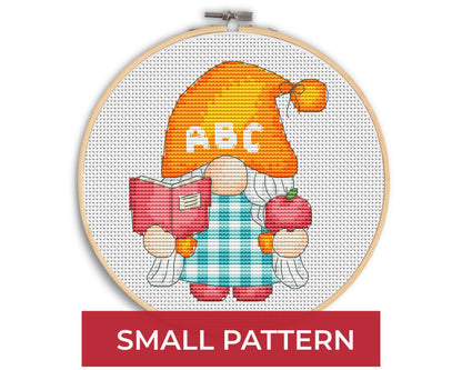 Cross stitch pattern, Teacher, Gnome cross stitch, Back to school