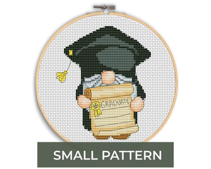 Cross stitch pattern - Graduate, Gnome cross stitch, Modern cross stitch