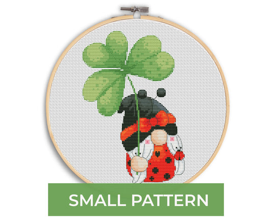 Cross stitch pattern - Ladybug, Gnome cross stitch, Modern cross stitch