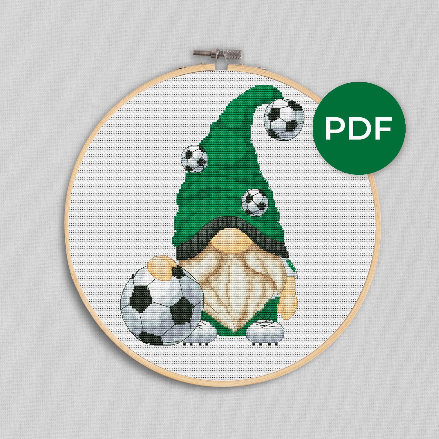 Cross stitch pattern Soccer gnome