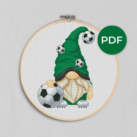 Cross stitch pattern Soccer gnome