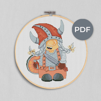 Viking female, Cross stitch pattern, Gnomes cross stitch, Modern cross stitch