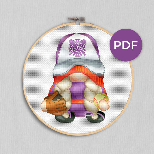 Modern cross stitch pattern Female softball player