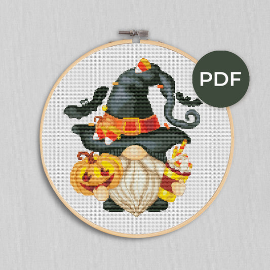 Halloween cross stitch pattern Witch