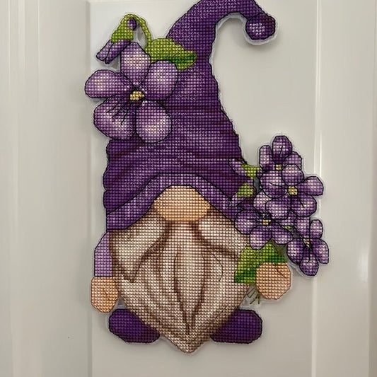 Floral cross stitch pattern Violet gnome