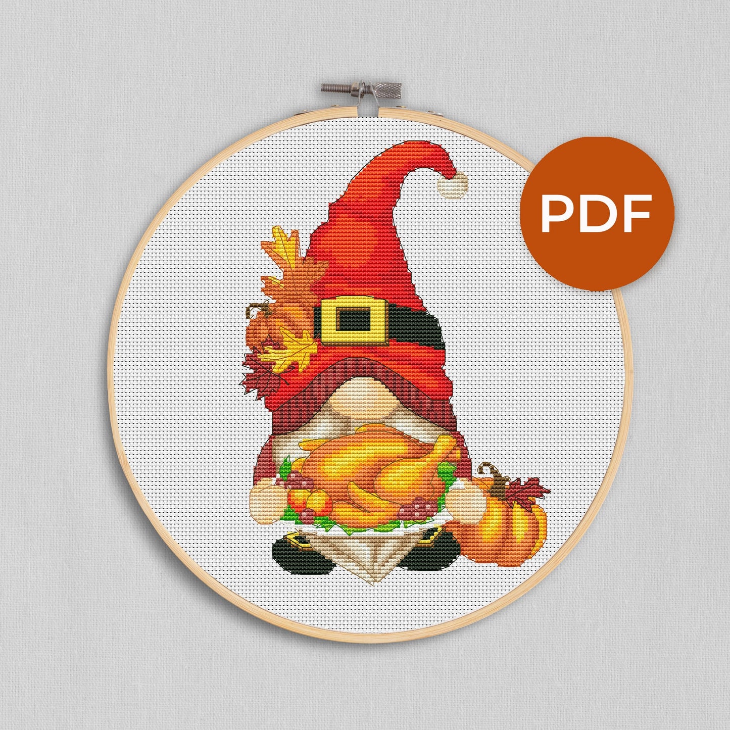 Cross stitch pattern A Thanksgiving gnome