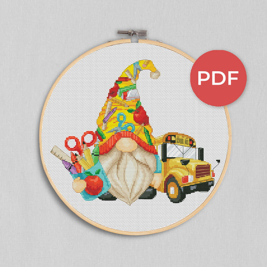 Cross stitch pattern Teacher Gnome