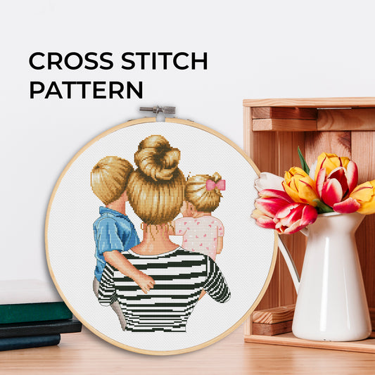 Cross Stitch Pattern – Mother with Children