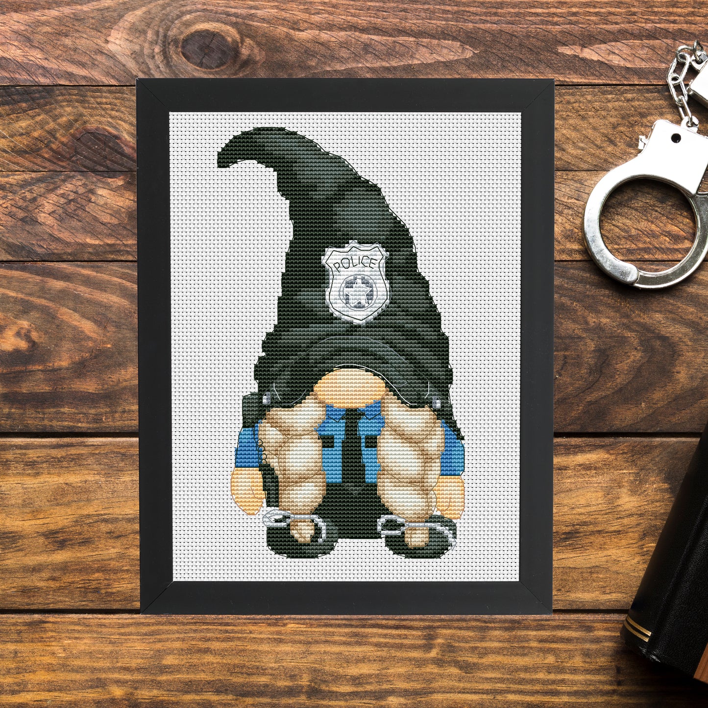 Police female, Cross stitch pattern, Police cross stitch, Gnomes cross stitch