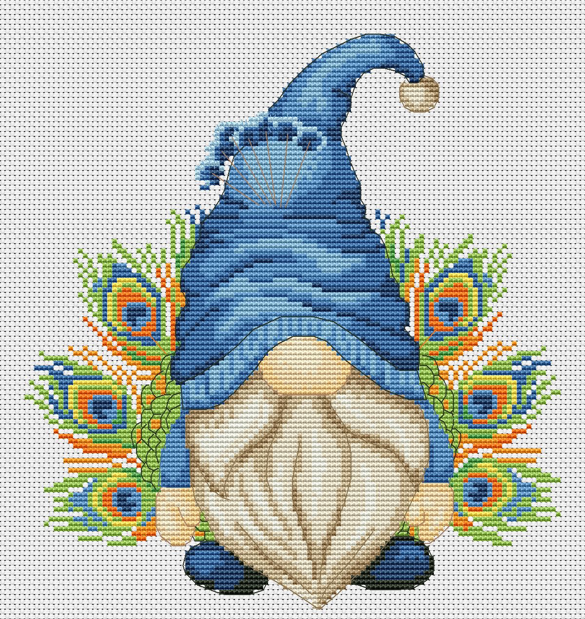 Peacock, Cross stitch, Bird cross stitch, Gnomes cross stitch, Modern cross stitch, Peacock cross stitch