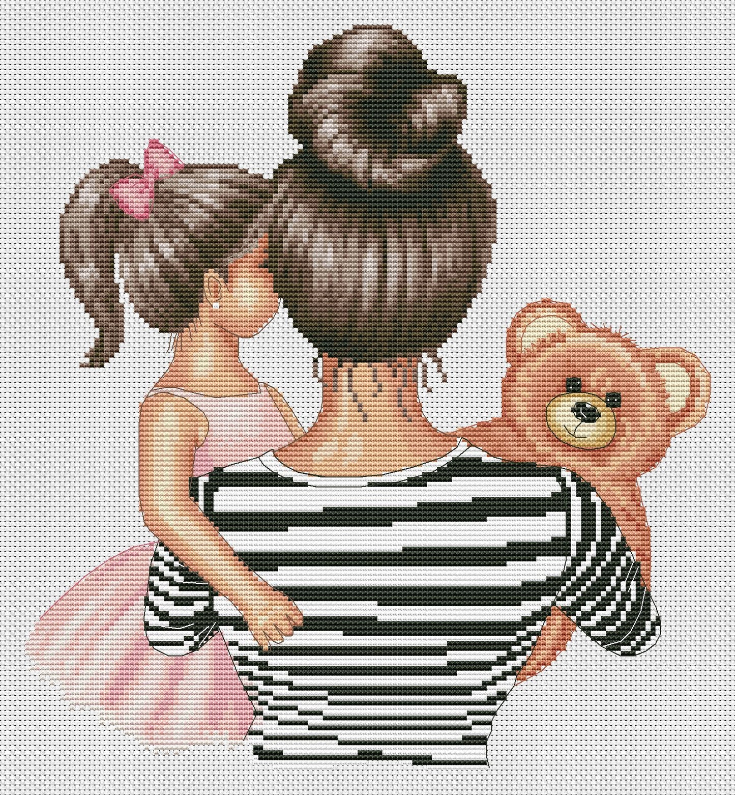 Counted Cross Stitch Pattern – Mom and daughter